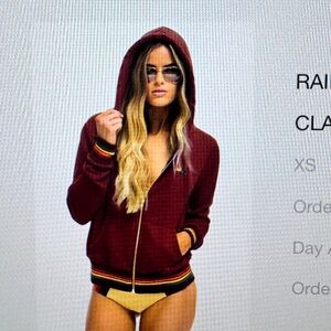 Aviator nation rainbow rib hoodie claret
